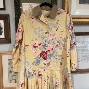 Floral Button-Front Pleated Dress with Contrast Collar Free People We The Free